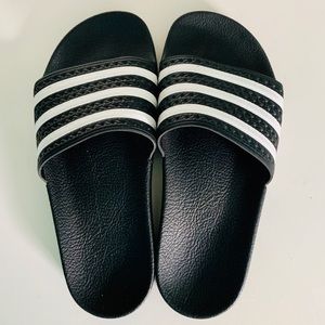 Adidas 3-Stripe Black & White Slides